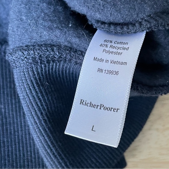 Richer Poorer Navy Blue Recycled Fleece Cropped Sweatshirt - 35372 - Picture 14 of 15